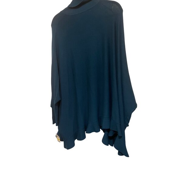 T-Neck Poncho Ocean Teal Medium Size Cozy & Stylish Layering Piece For Women - Picture 3 of 3